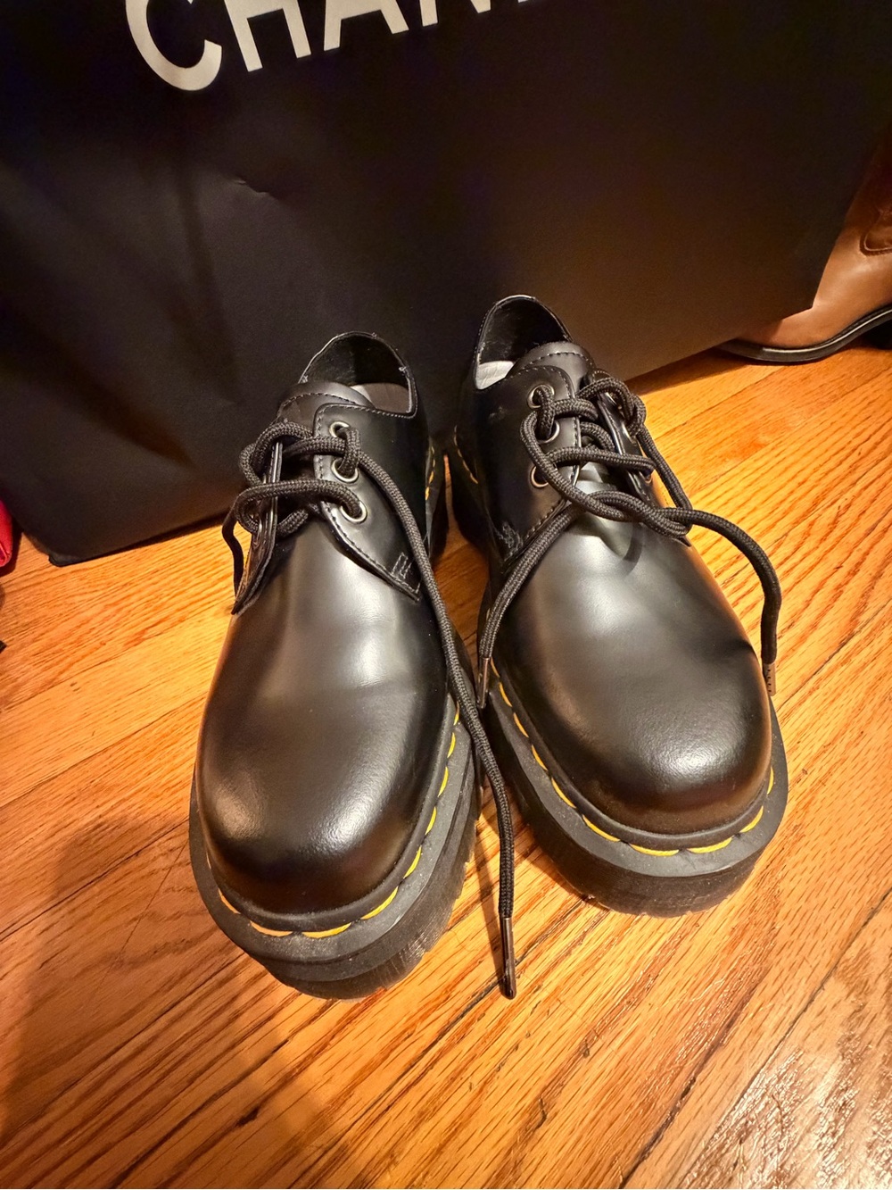 Dr. Martens 1461 Quad Black Leather platform Oxfords Size 38